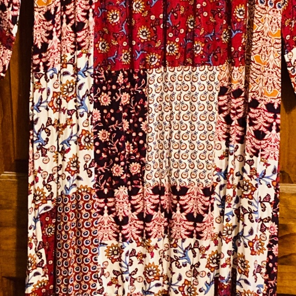 Patchwork Maxi Dress long Sleeve sz L 8-10/12 - Picture 7 of 10